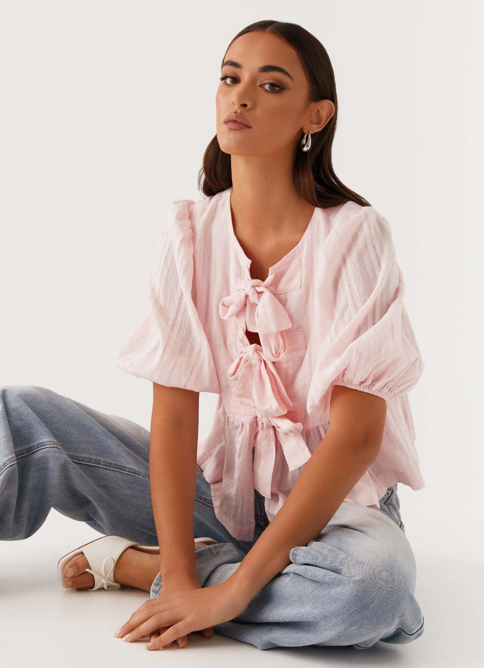 AbrasionResistant Edging Summer Polo Western Wind Tie Top - Pink