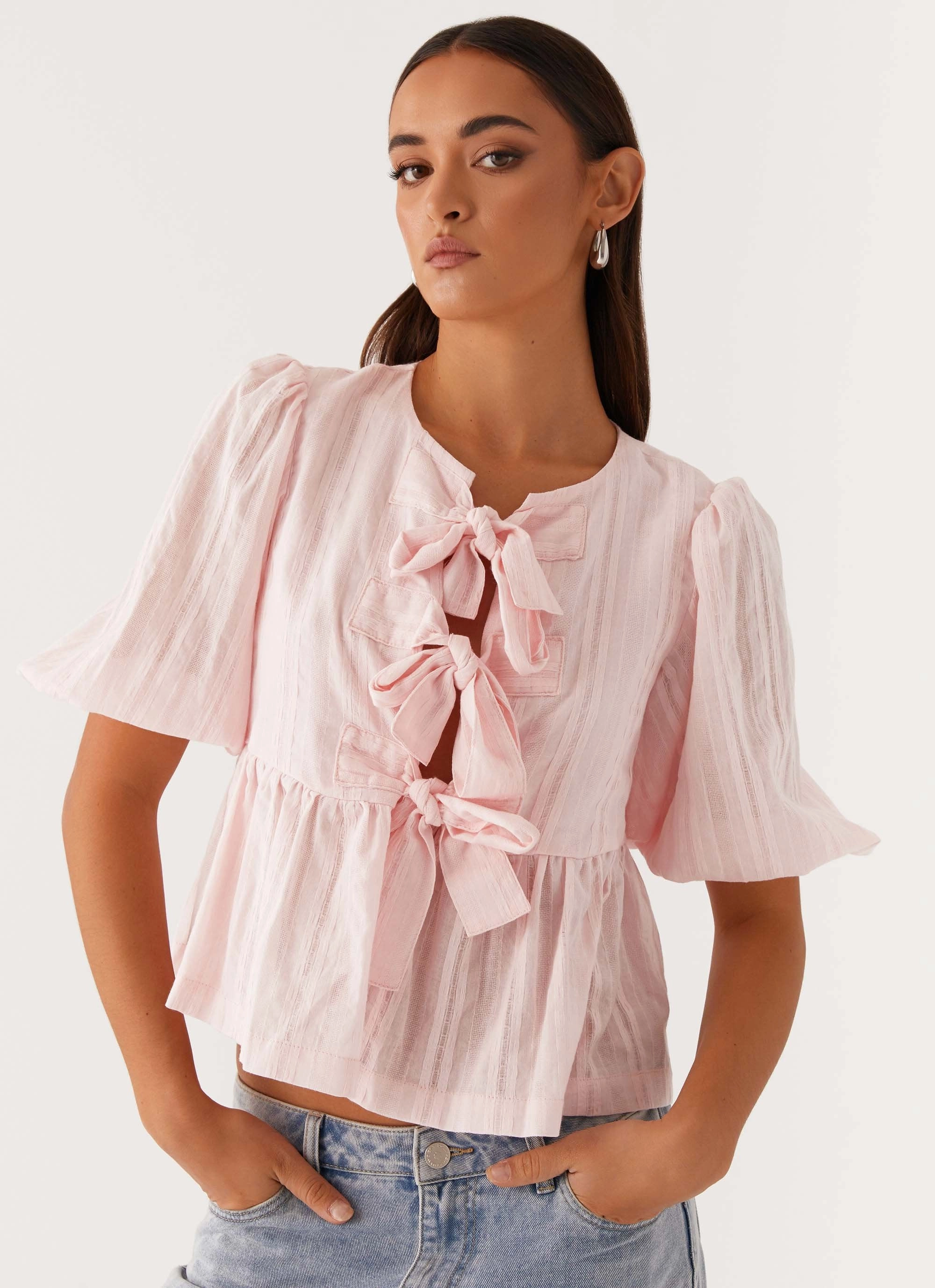 Western Wind Tie Top - Pink BondedShoulderTaping