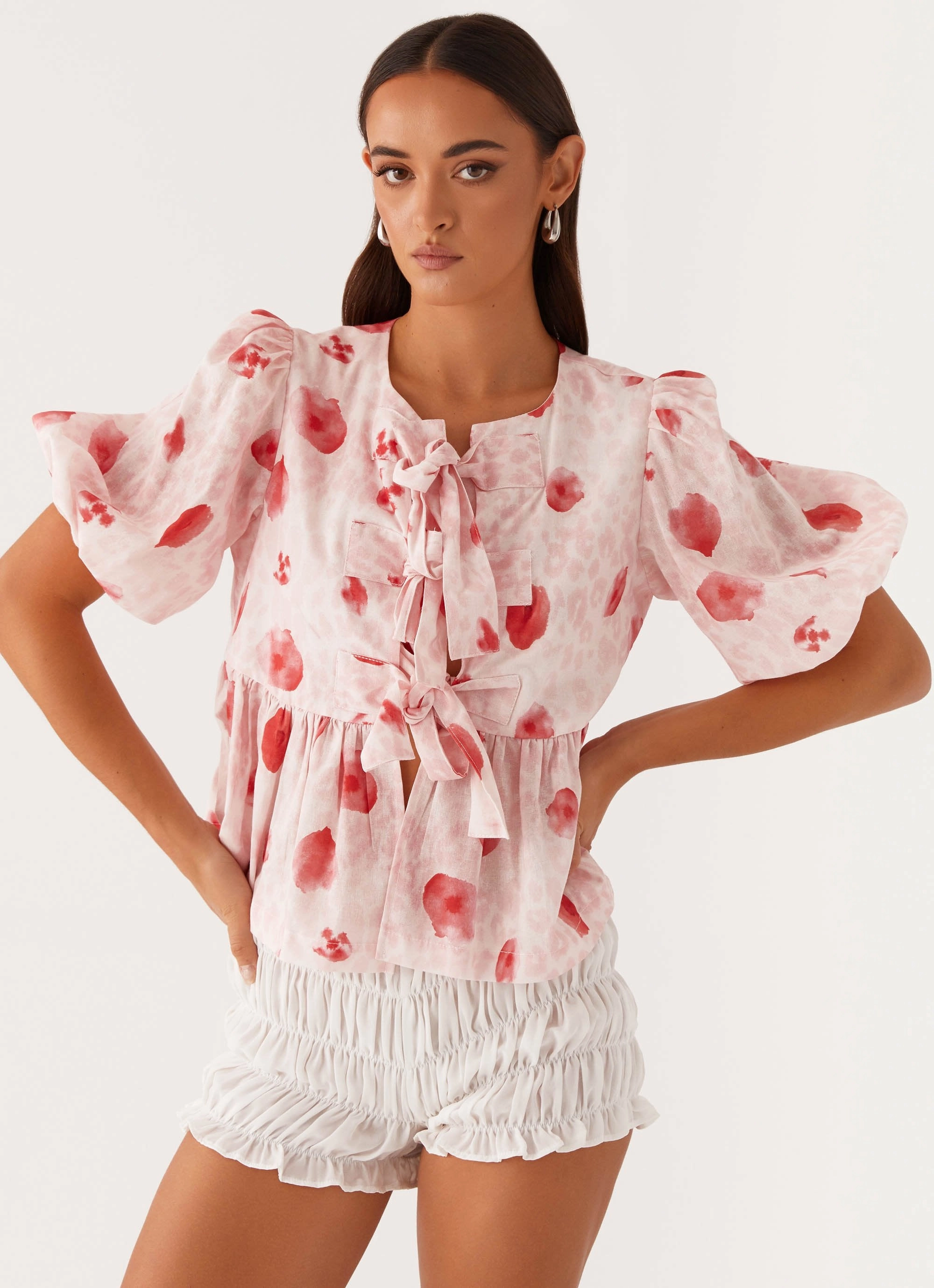 Western Wind Tie Top - Rose Leopard Summer Style