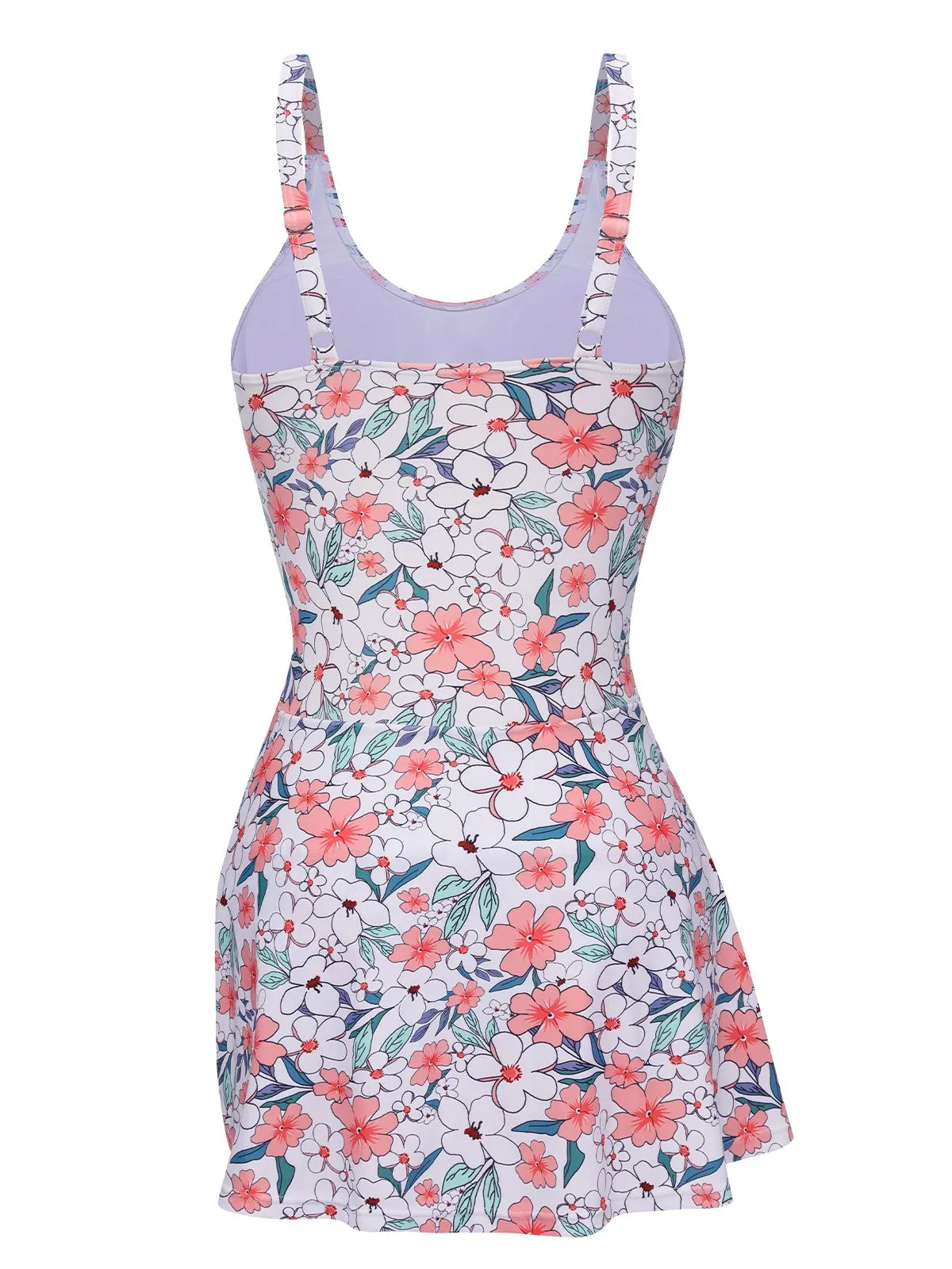 White 1930s Floral Wide Strap Swimsuit