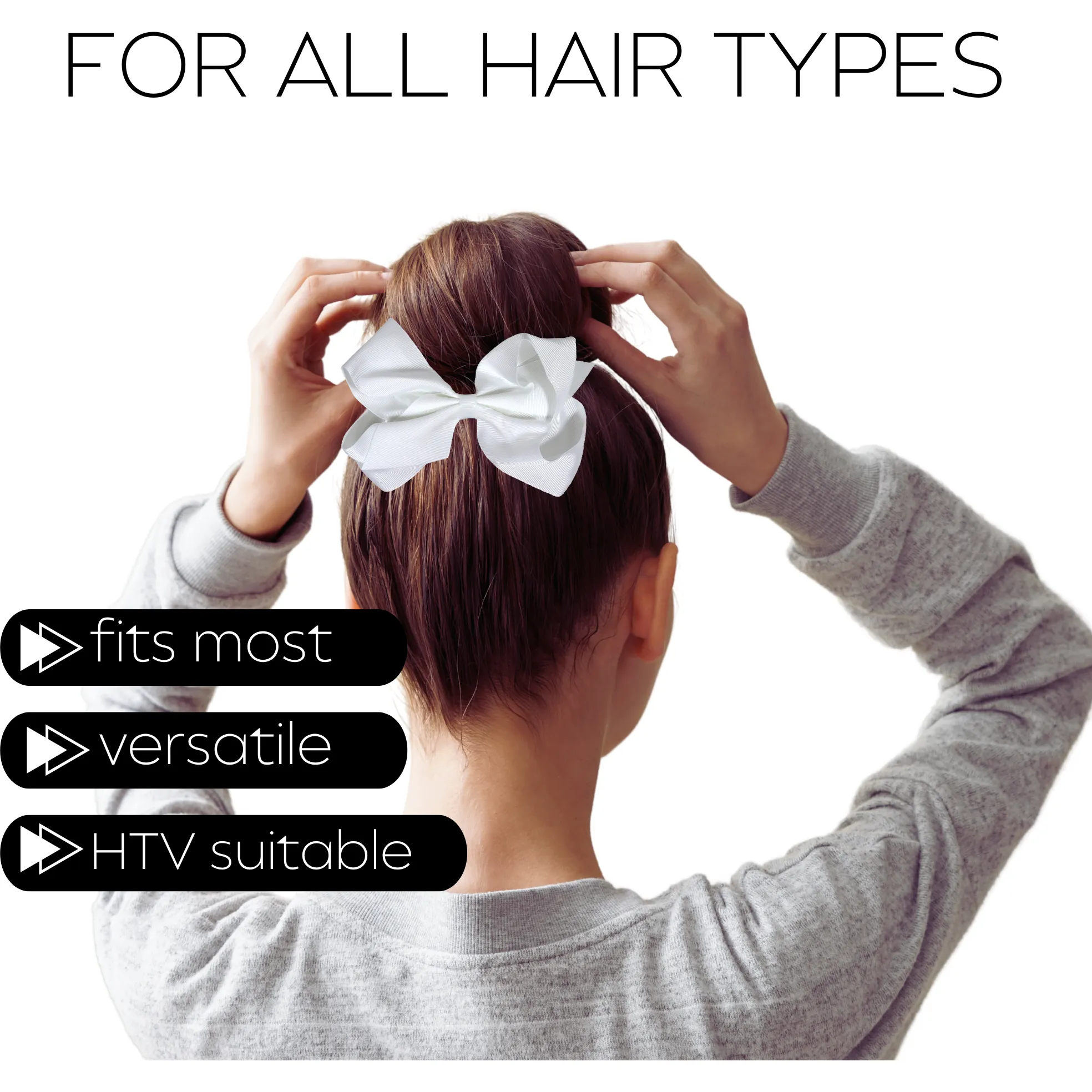 White Classic Hair Bows - 10 Pack