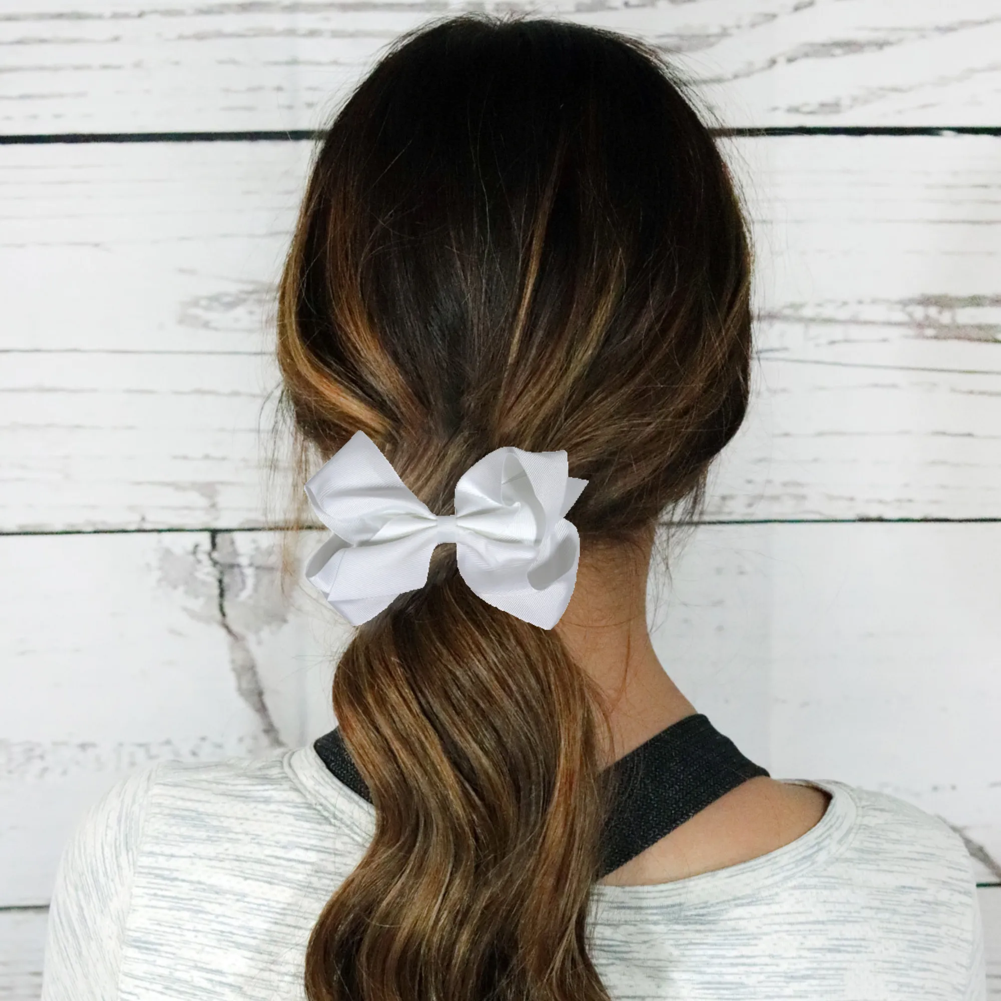 White Classic Hair Bows - 10 Pack