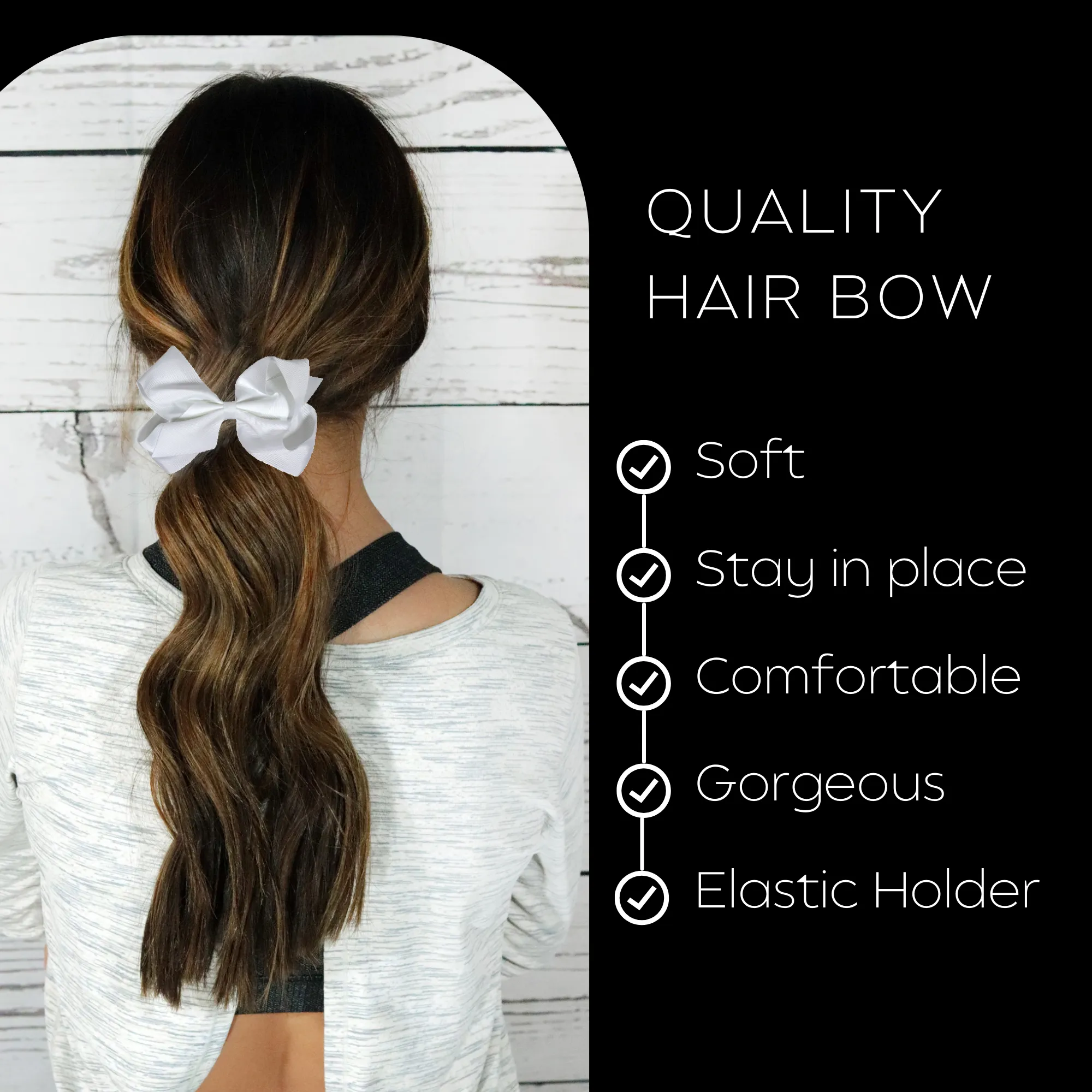 White Classic Hair Bows - 10 Pack