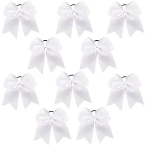 White Clip Hair Bows - 10 Pack