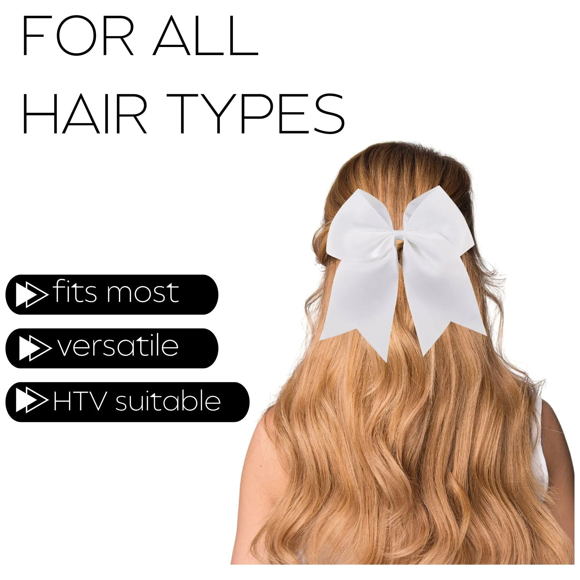 White Clip Hair Bows - 10 Pack
