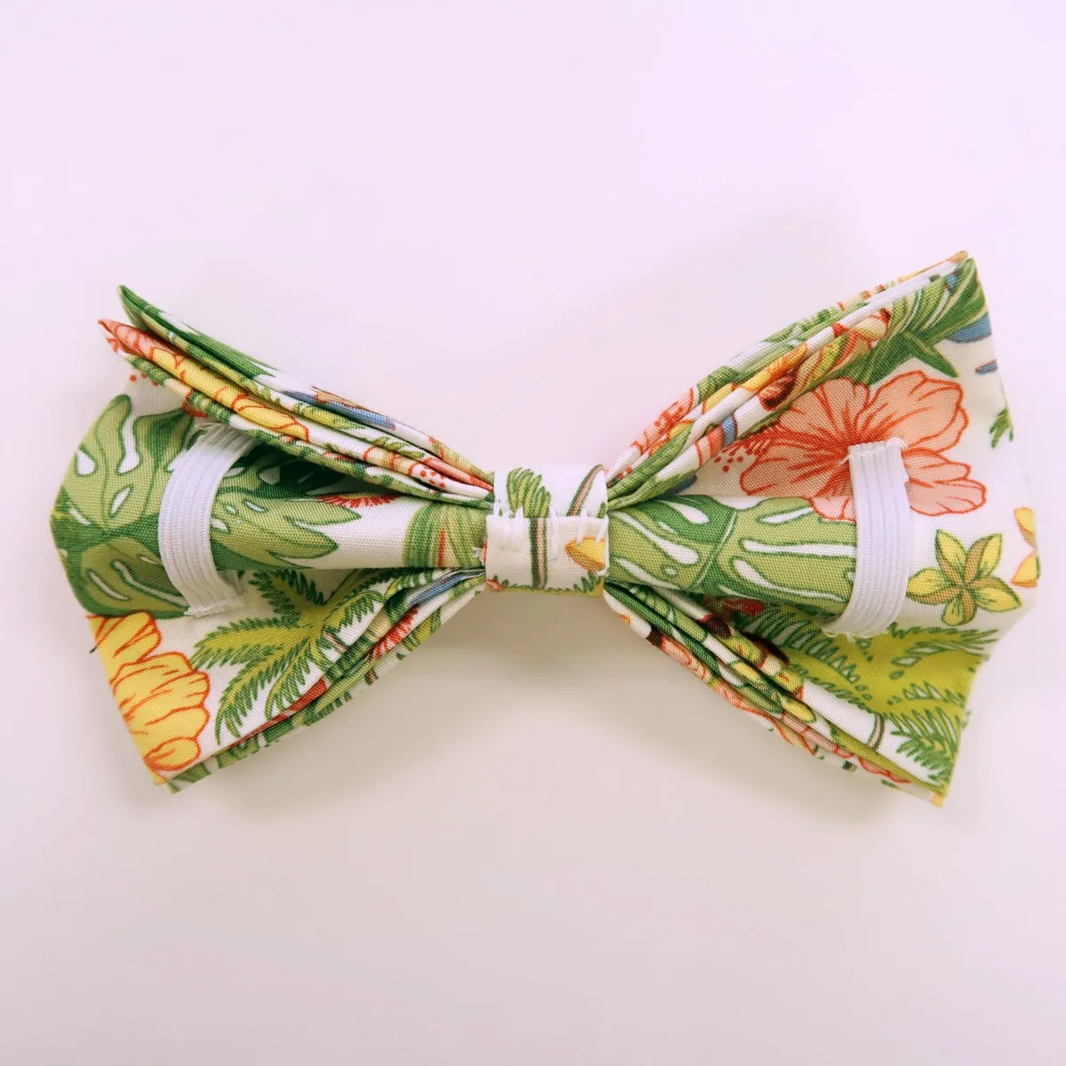 White Hula Girl Dog's Bow Tie