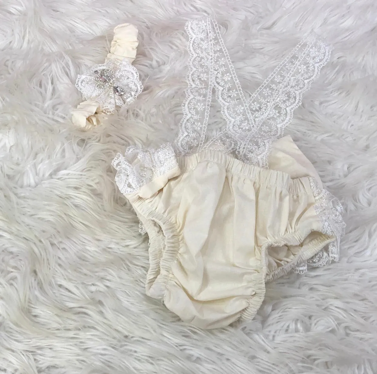 White Lace Butterfly Romper