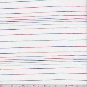 White Rainbow Stripe Rayon Jersey Knit Fabric