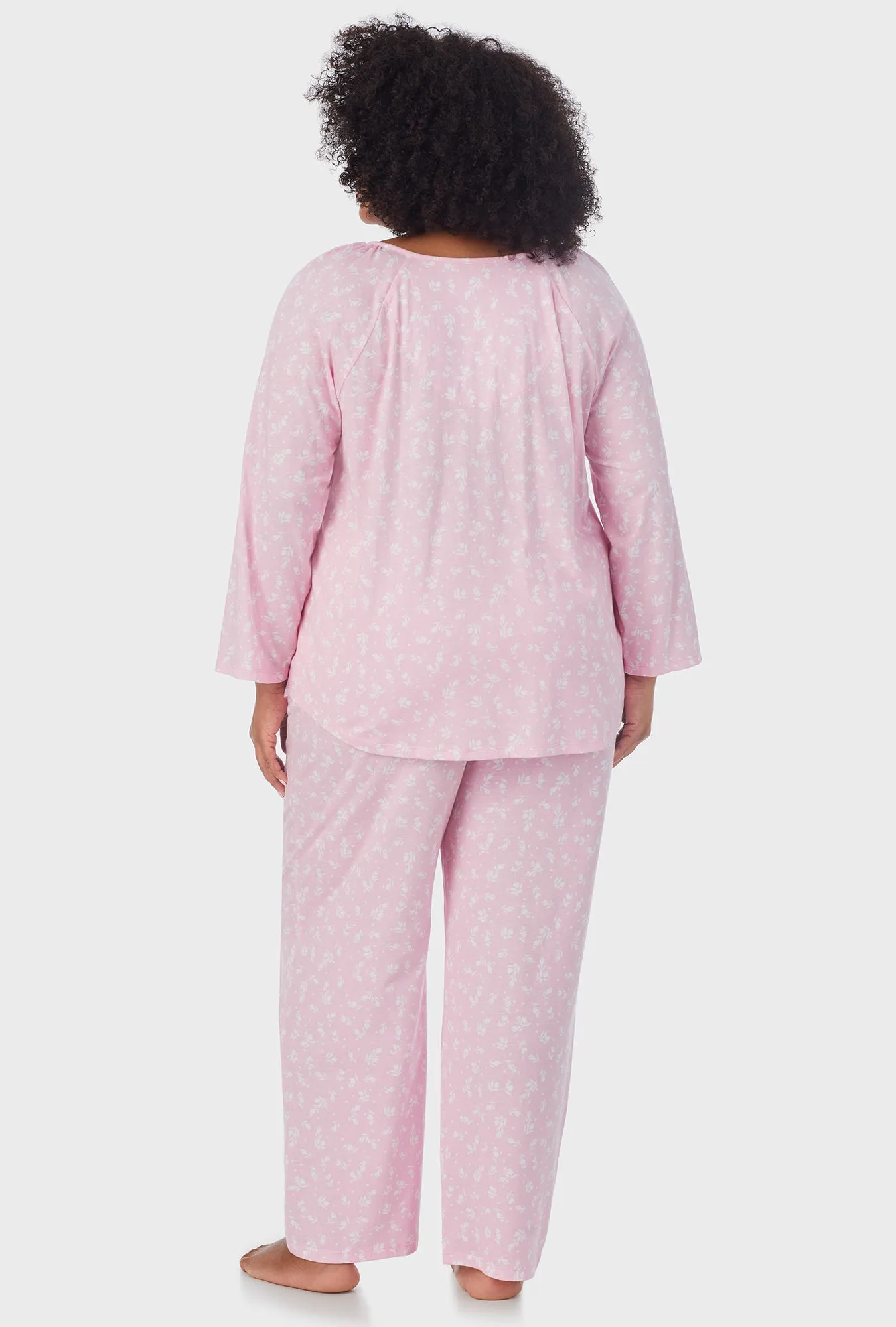 White Rosebuds 3/4 Sleeve Long Pant PJ Set