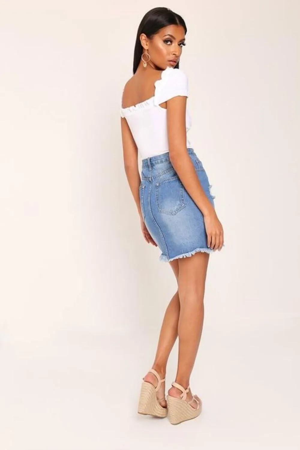 White Sweetheart Neck Line Top