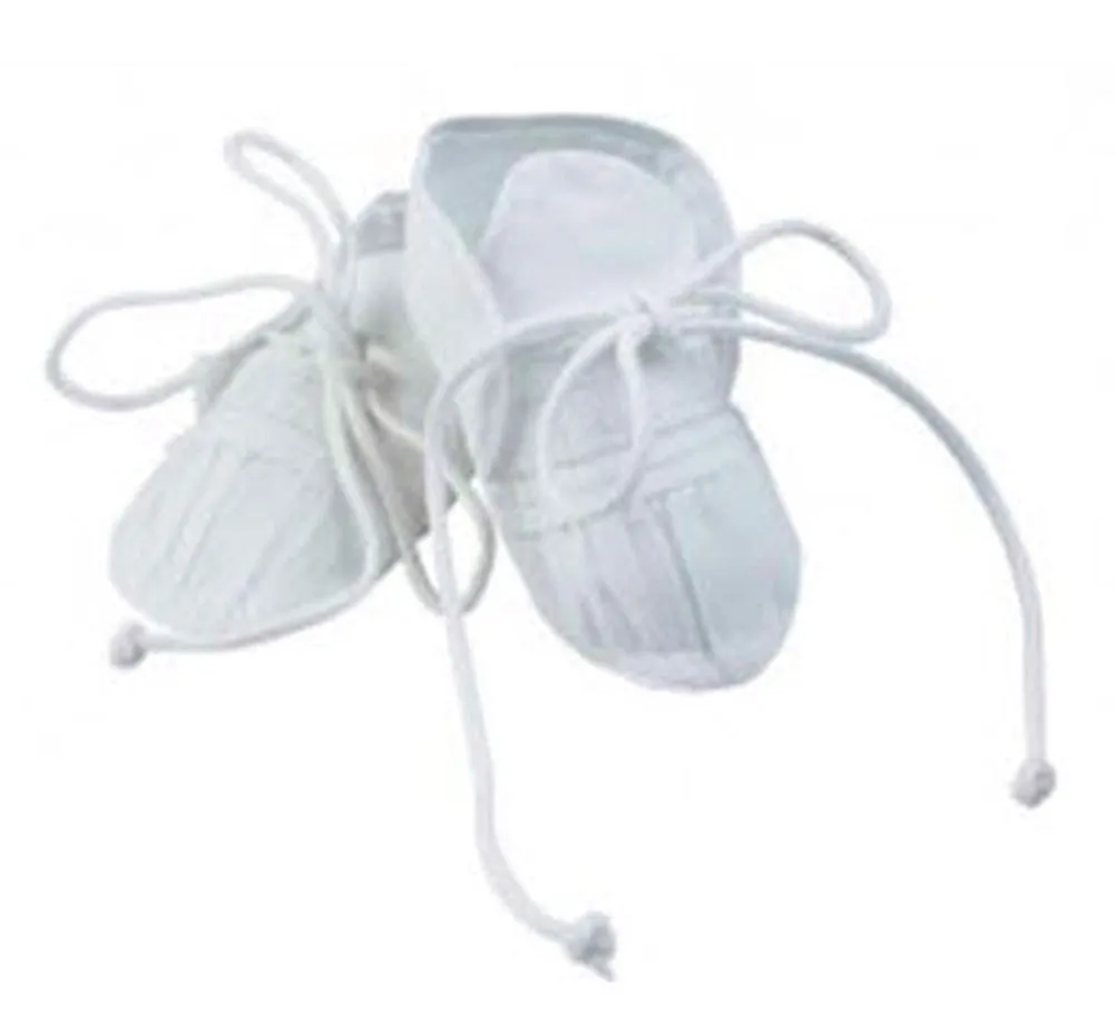 White Unisex Booties with Ties