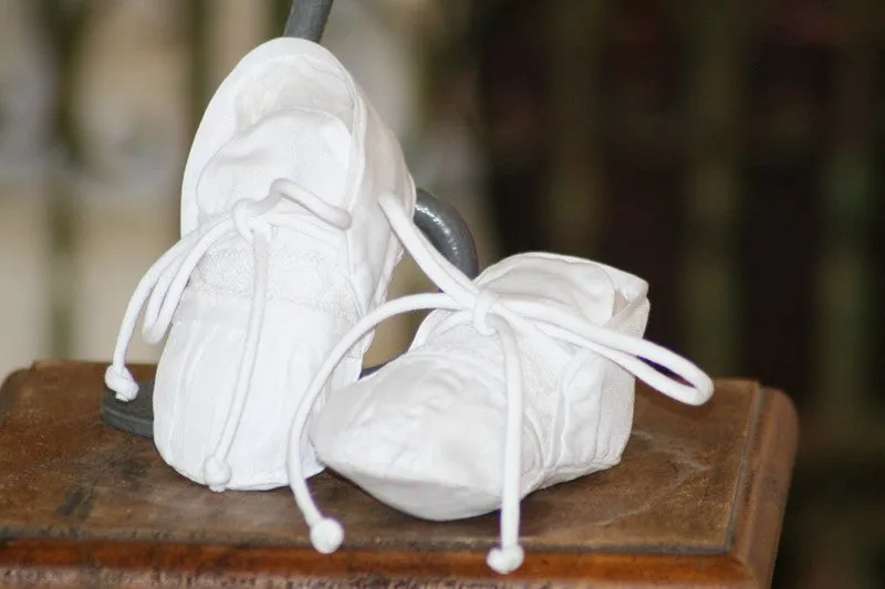 White Unisex Booties with Ties