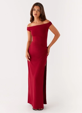 White Tie Amerie Maxi Dress - Maroon Texture Rich Bright Feel Amerie Maxi Dress - Maroon