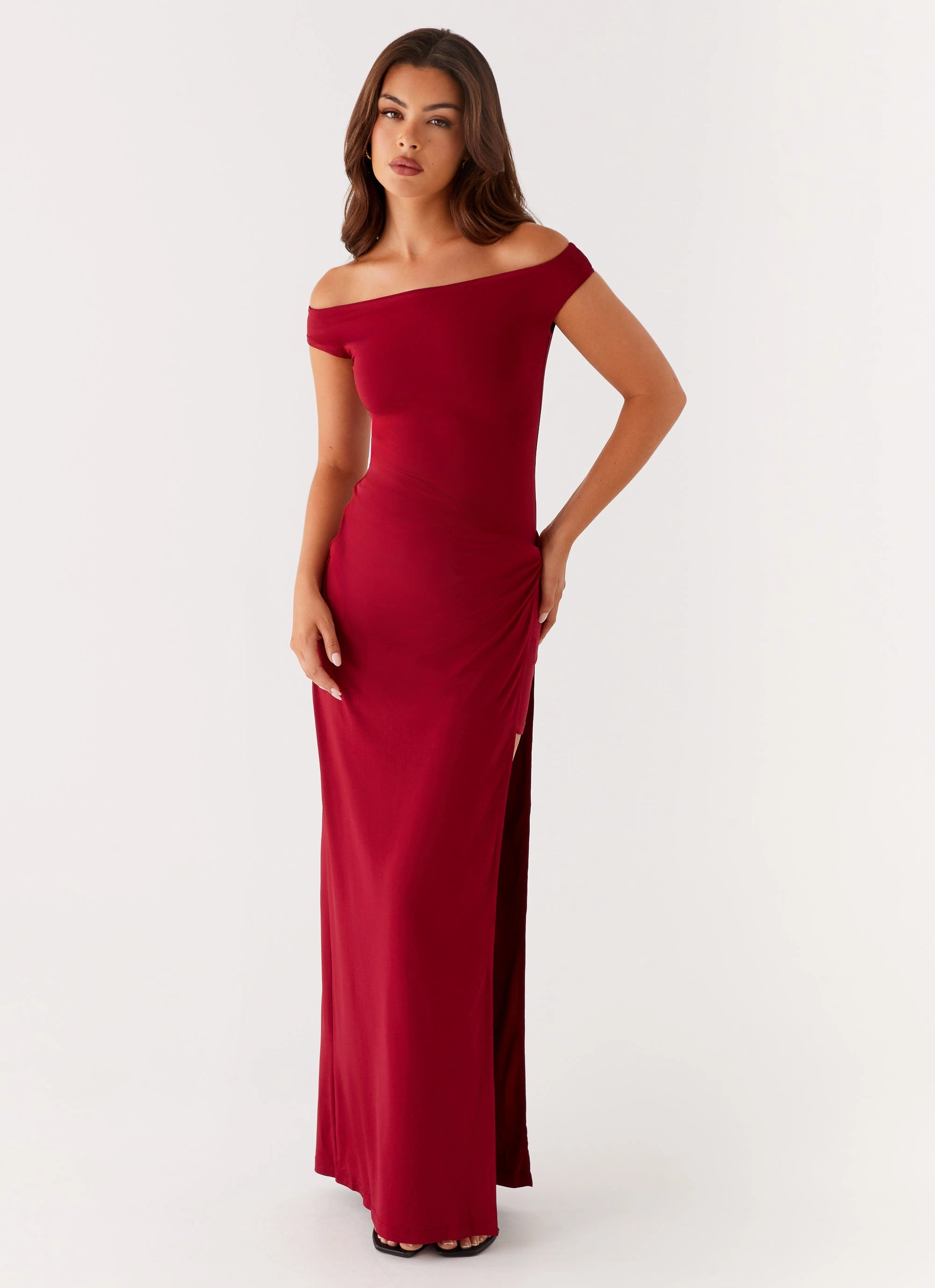 Texture Rich Bright Feel Amerie Maxi Dress - Maroon