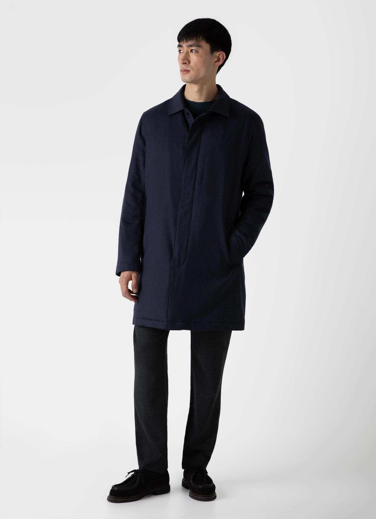 Men's Insulated Wool Mac in Navy Melange gift - giving option