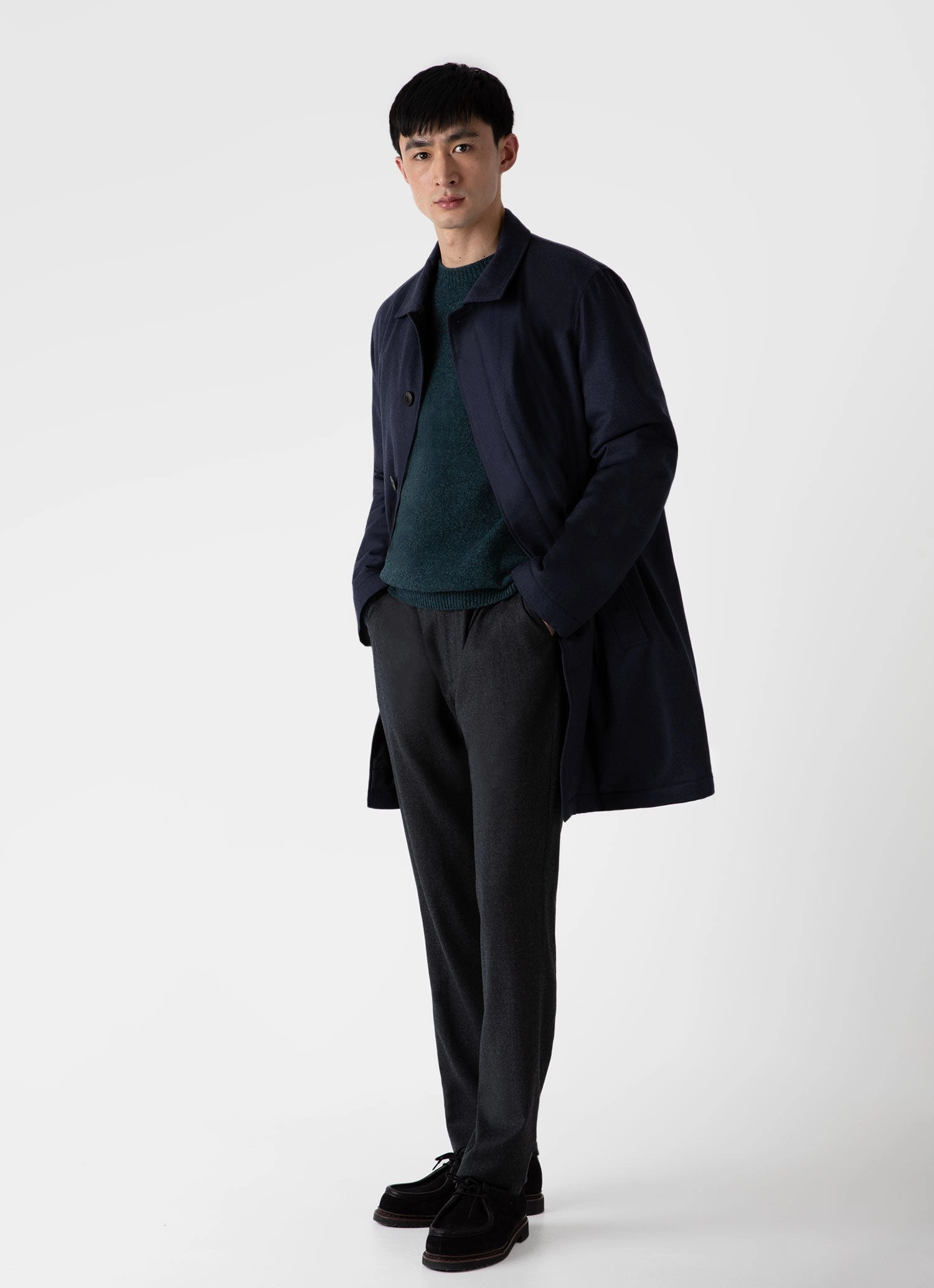 Performance Protection Men's Insulated Wool Mac in Navy Melange