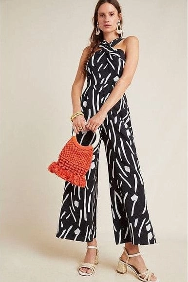 Printed top ButtonDownCollar Wide Leg Faith Jumpsuit - Domino