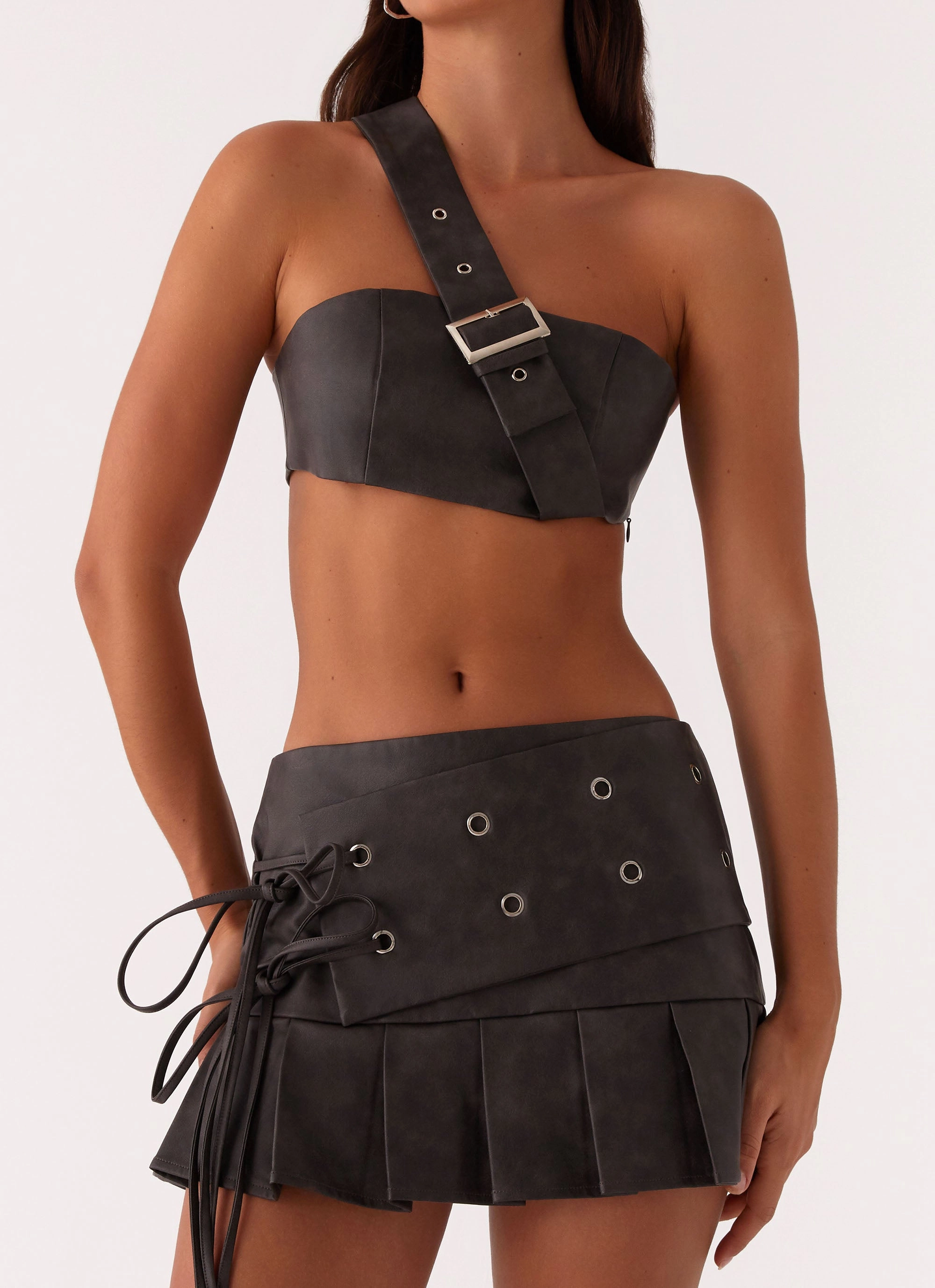 Wild Instincts Bandeau Top - Fawn Stretch Weave Construction