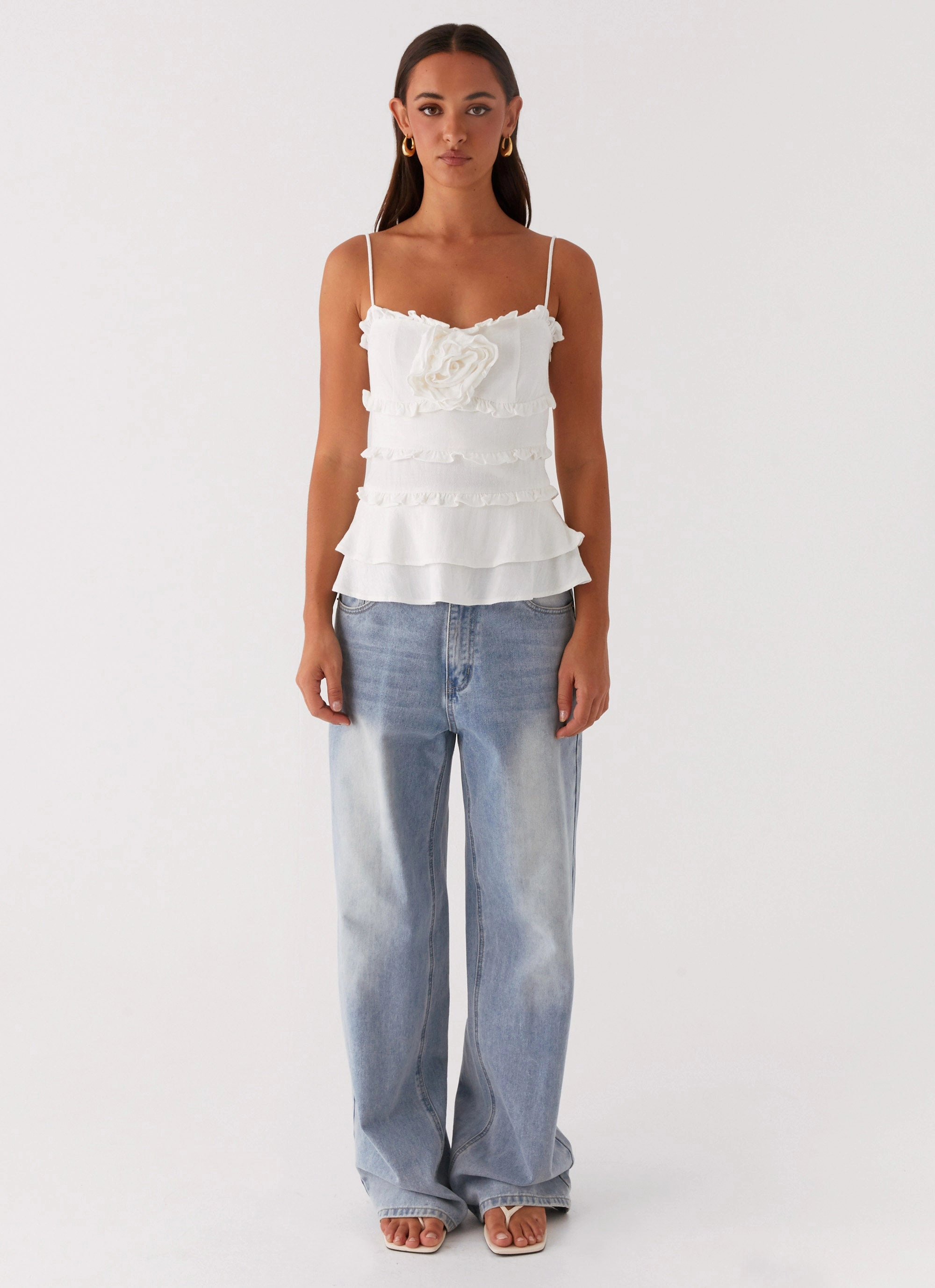 Garment Washed Softness Wilde Linen Rose Top - White