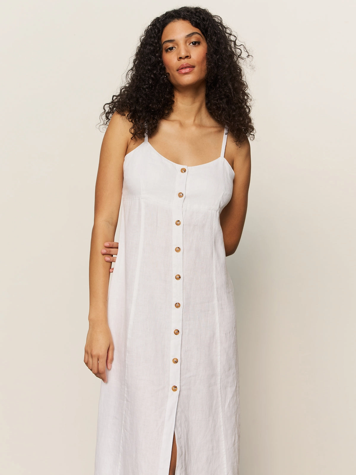 Wilder Linen Dress Bleached White Sophisticated Fit
