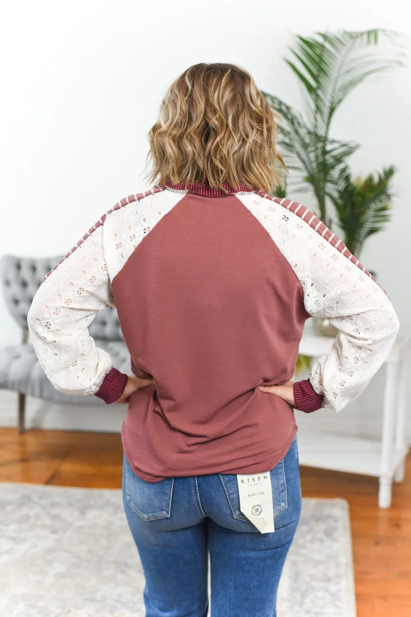 Willow Lace Contrast Pullover Top