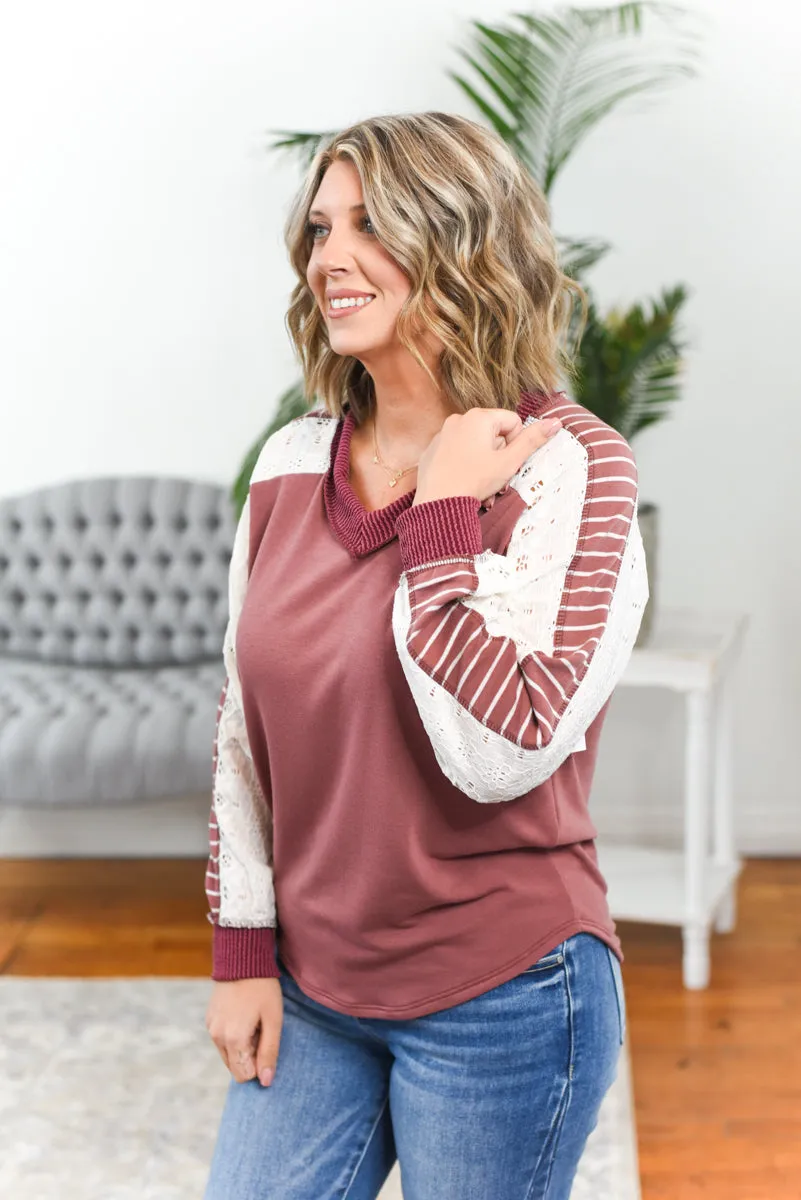 Willow Lace Contrast Pullover Top