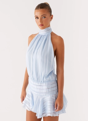 Willow Chiffon Mini Dress - Blue Chic Outfit Willow Chiffon Mini Dress - Blue Chic Outfit Flexible Motion Laidback Mood
