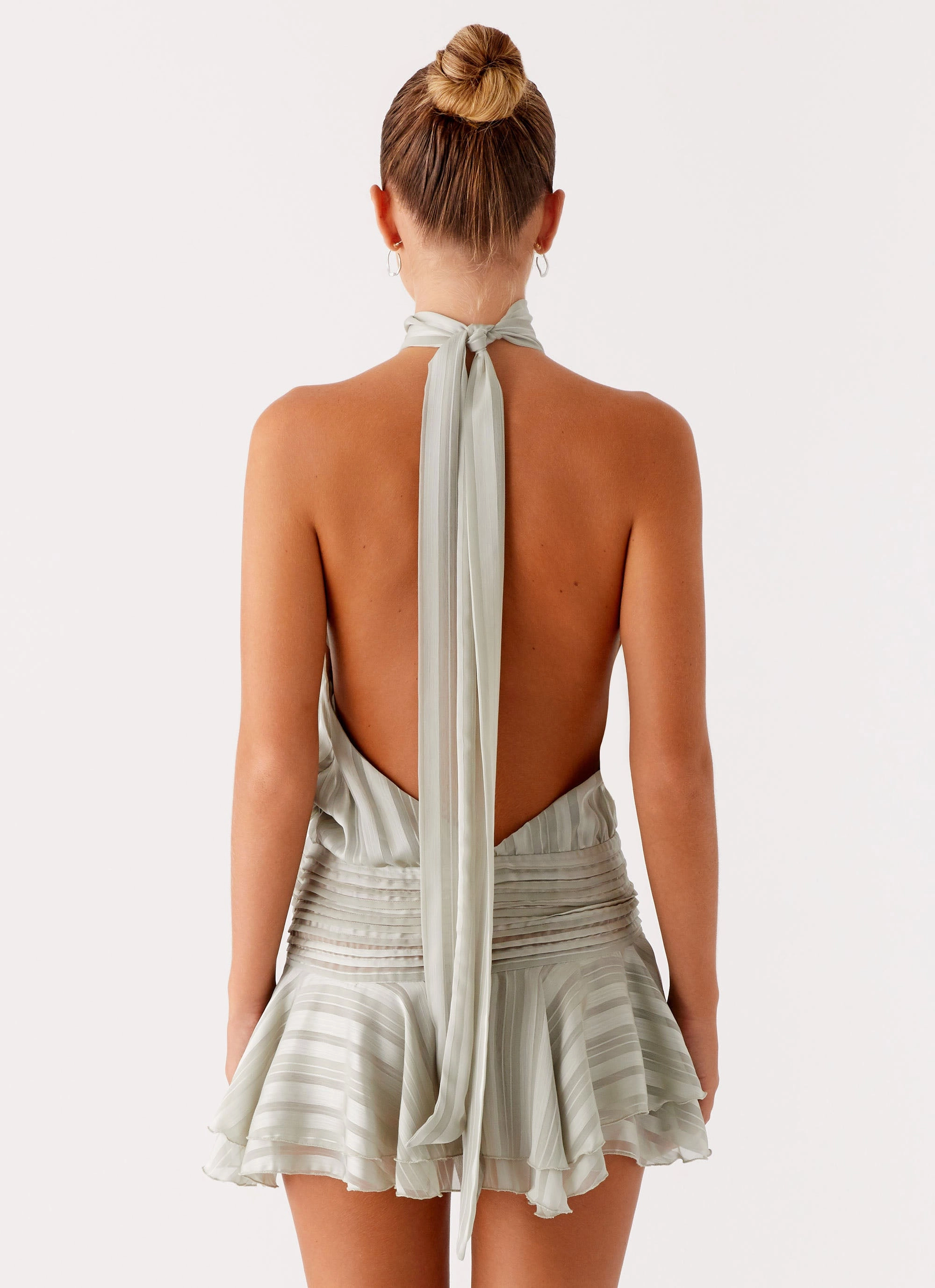 Willow Chiffon Mini Dress - Green Street Ready Light Comfort Subtle Mood