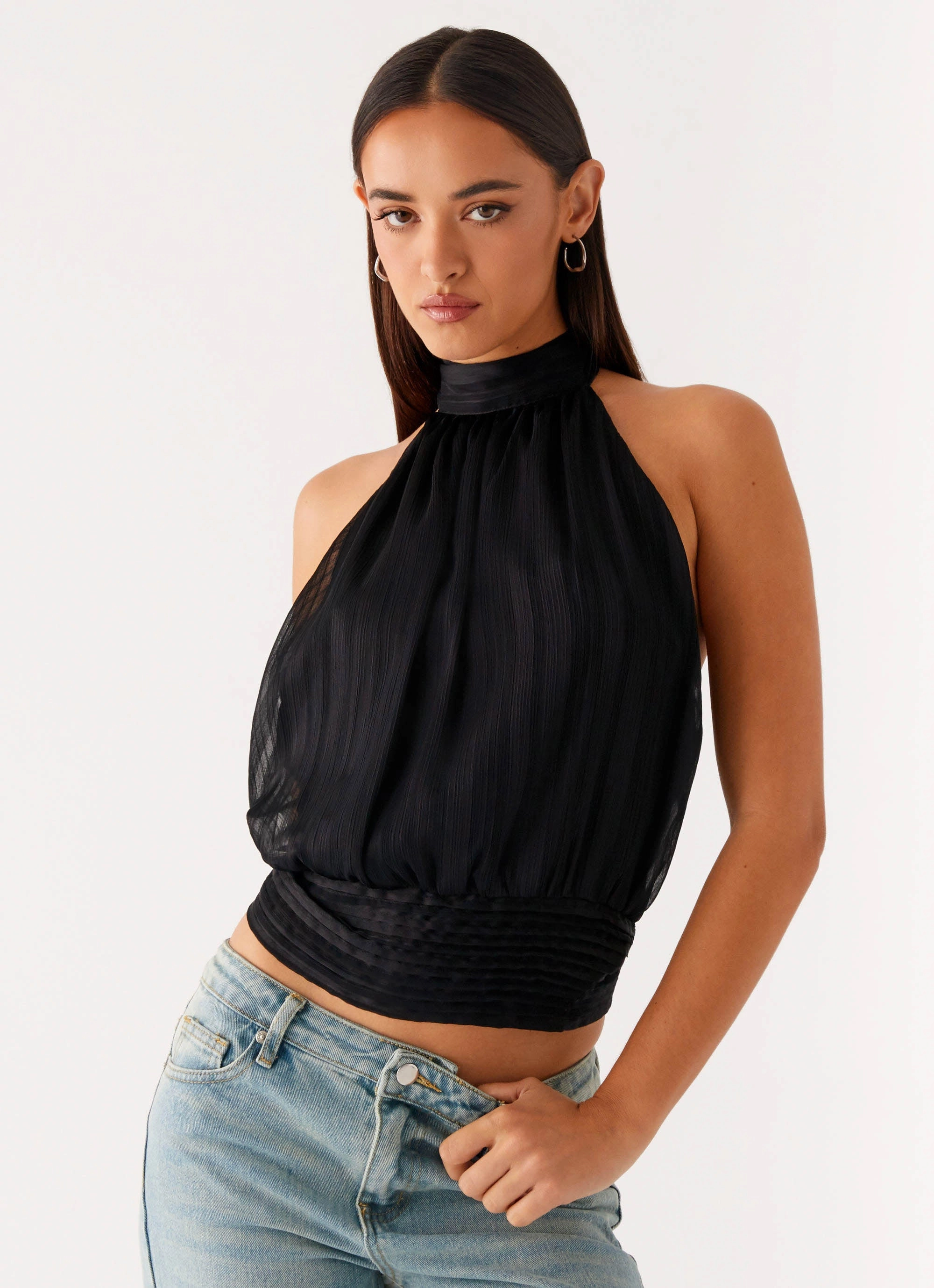 Willow Chiffon Top - Black Clean Mood Local Artisan Neat Finish