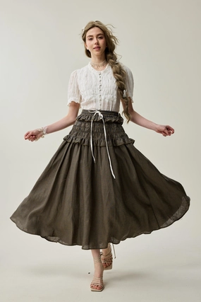 Wind 33 | Ruffled linen skirt Travel Light Wind 33 | Ruffled linen skirt Adjustable Cuff Design QuiltedPattern