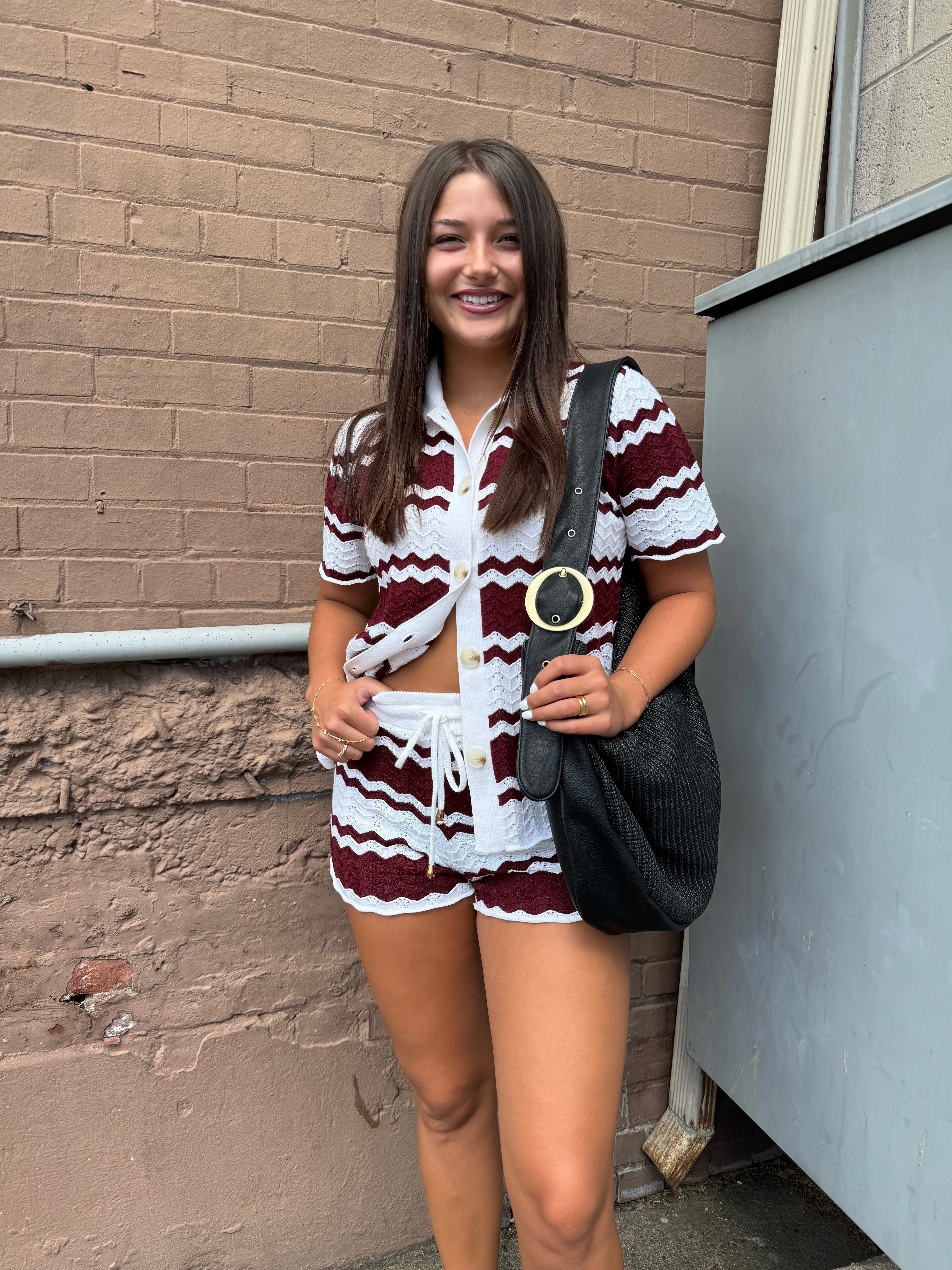 WINE DOWN KNIT BUTTON UP