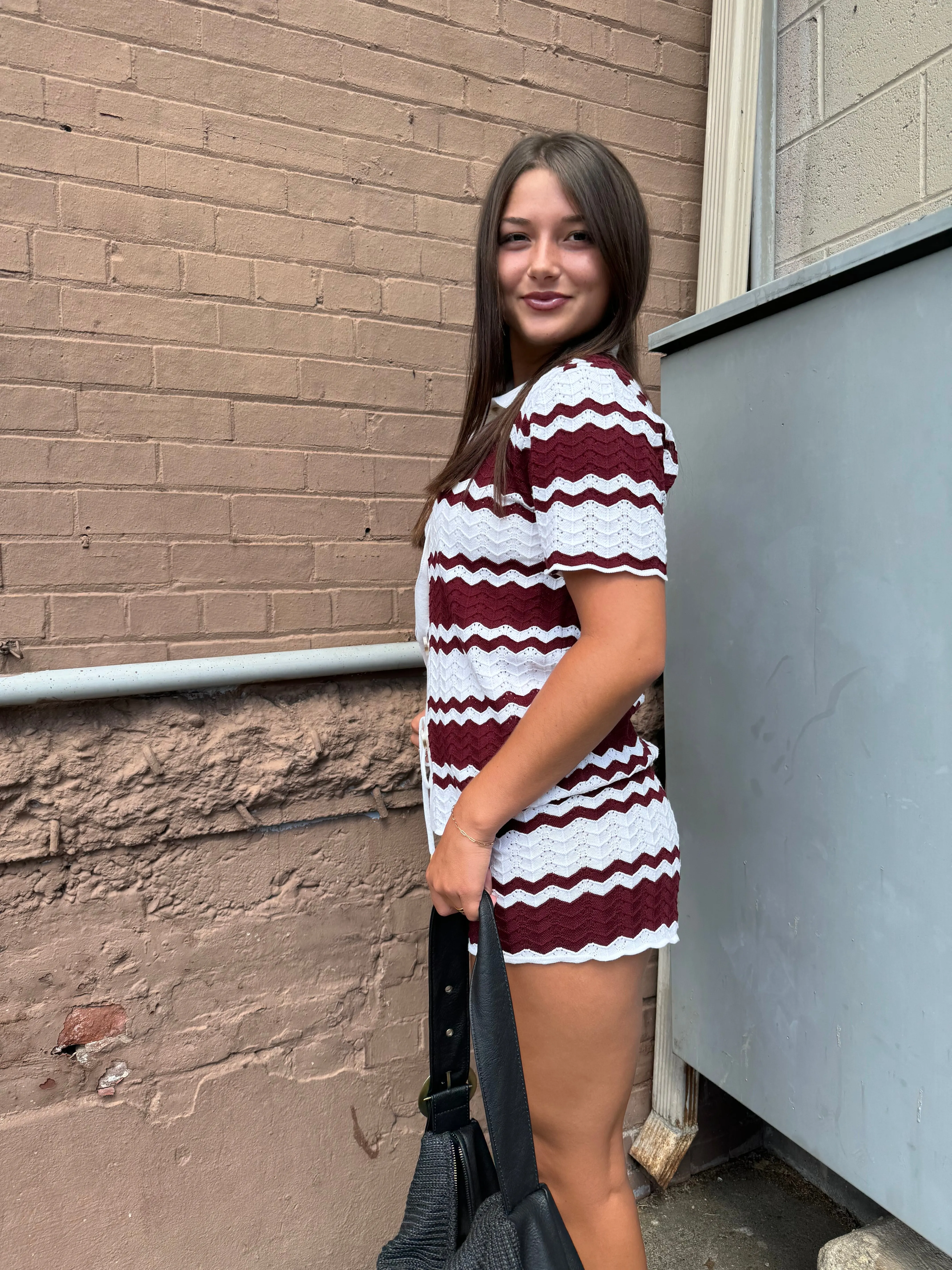 WINE DOWN KNIT BUTTON UP