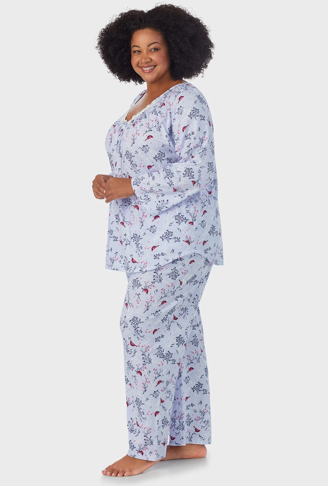 Winter Blue Cardinal 3/4 Sleeve Long Pant PJ Set