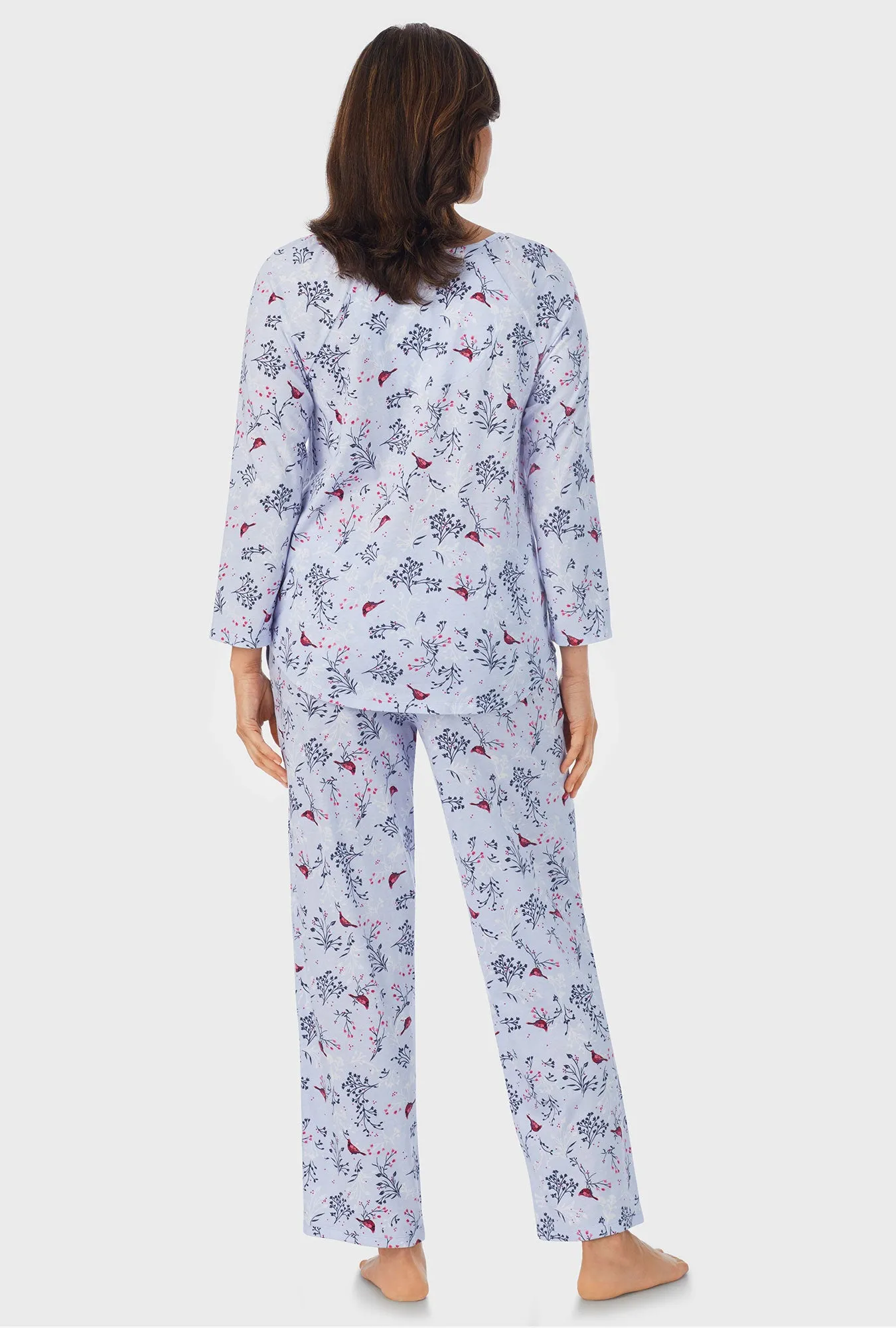 Winter Blue Cardinal 3/4 Sleeve Long Pant PJ Set