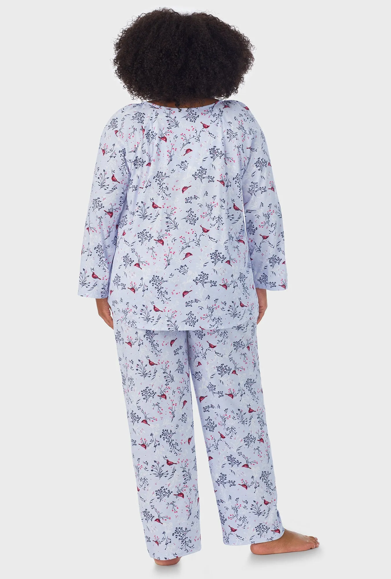 Winter Blue Cardinal 3/4 Sleeve Long Pant PJ Set