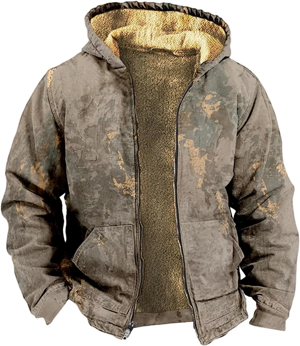 Winter Coats For Men With Hood Fleece Lined Zipper Graphic Coat Motorcycle Heavy Big And Tall Jacket