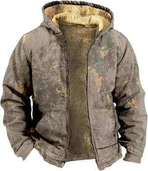 Winter Coats For Men With Hood Fleece Lined Zipper Graphic Coat Motorcycle Heavy Big And Tall Jacket