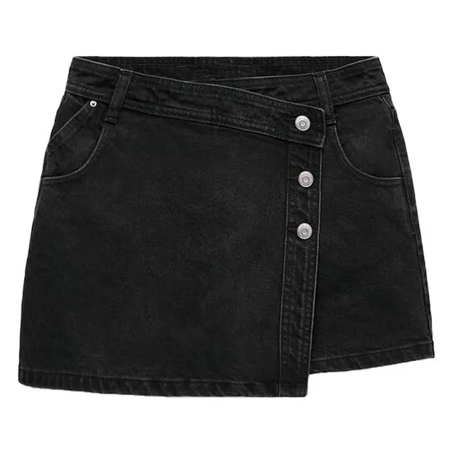 Wjczt summer new women&#39;s clothing all-match breasted denim casual high-waist shorts skirt