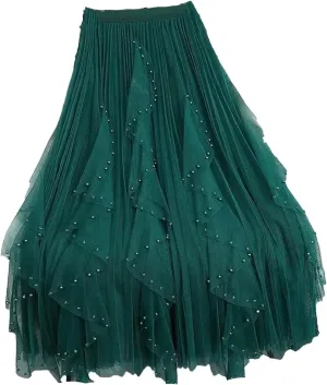 Wjnvfioo Fashion Casual High-Waisted Slimming Medium-Length Mesh Skirt Spring Sequins A- Line Skirts