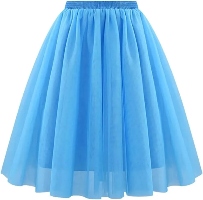 Wjnvfioo High Waist Skirt Women's Sheer Mesh Large Swing A-Line Skirt Women Dancing Ballet Costumes