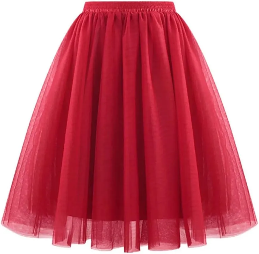 Wjnvfioo High Waist Skirt Women's Sheer Mesh Large Swing A-Line Skirt Women Dancing Ballet Costumes