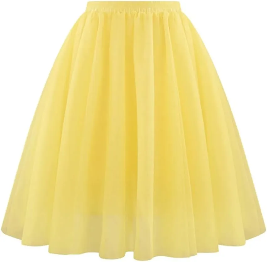 Wjnvfioo High Waist Skirt Women's Sheer Mesh Large Swing A-Line Skirt Women Dancing Ballet Costumes