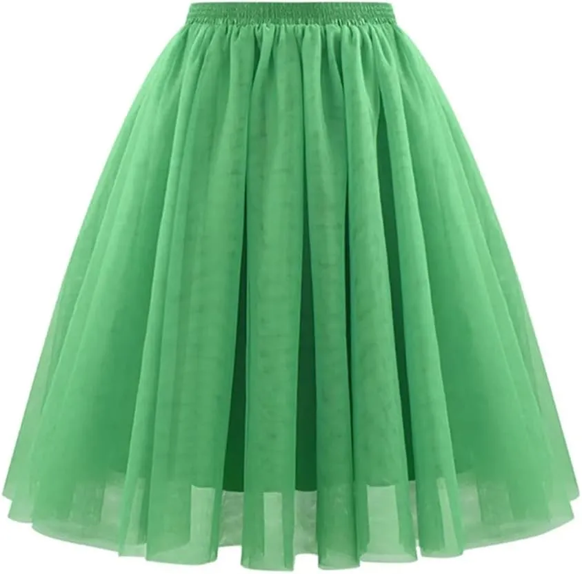 Wjnvfioo High Waist Skirt Women's Sheer Mesh Large Swing A-Line Skirt Women Dancing Ballet Costumes