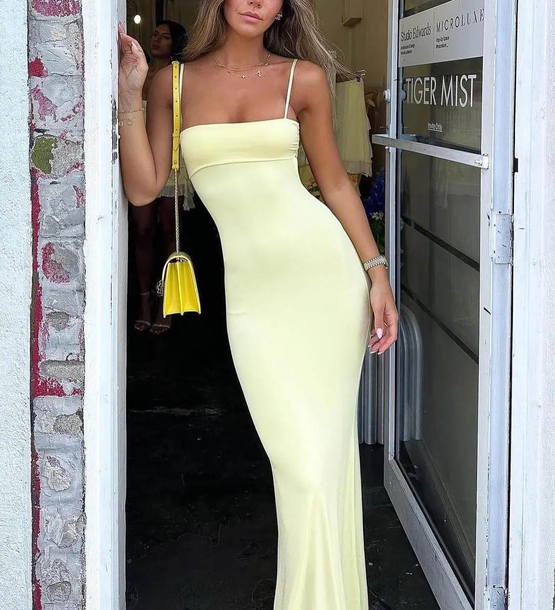 Women Backless Maxi Tank Dress Bodycon Sexy Open Back Hollow Long Dresses Sleeveless Elegant Cocktail Party Dress