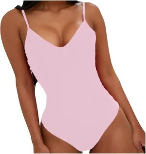 Women Conservative Jumpsuit Bodysuit Swimsuit Retro Bow Solid One Piece Swimsuit Backless High Waisted Bathing Suit