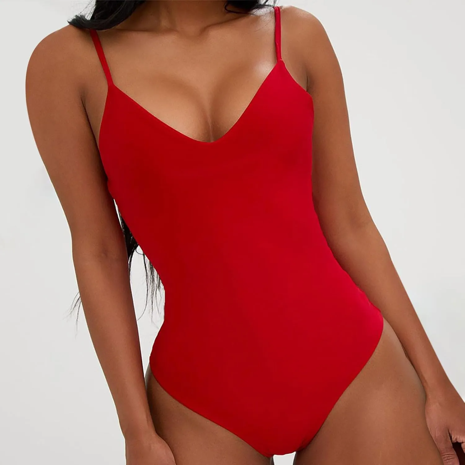 Women Conservative Jumpsuit Bodysuit Swimsuit Retro Bow Solid One Piece Swimsuit Backless High Waisted Bathing Suit