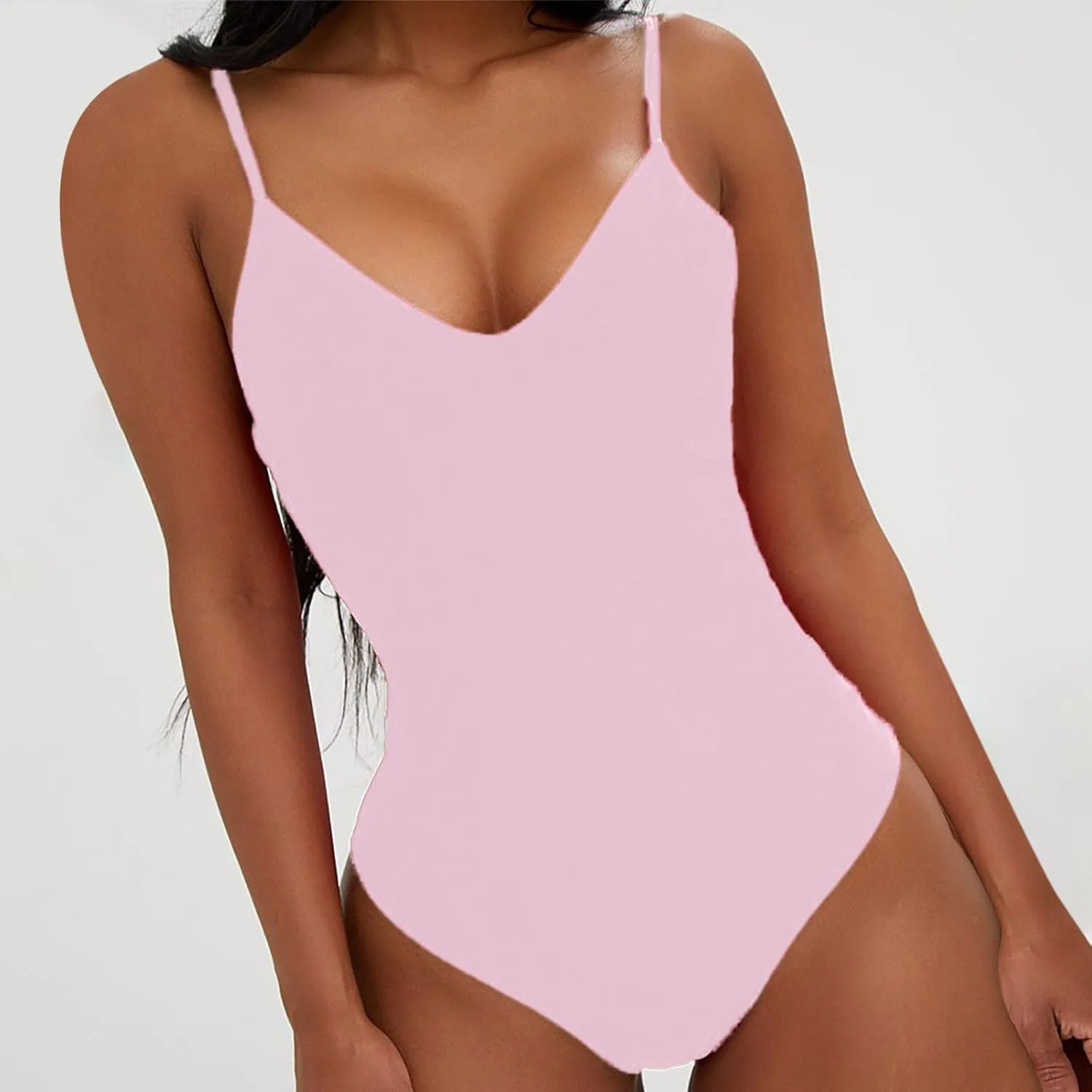 Women Conservative Jumpsuit Bodysuit Swimsuit Retro Bow Solid One Piece Swimsuit Backless High Waisted Bathing Suit