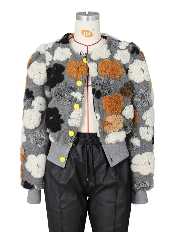 Women Embroidered Flower Short Jacket