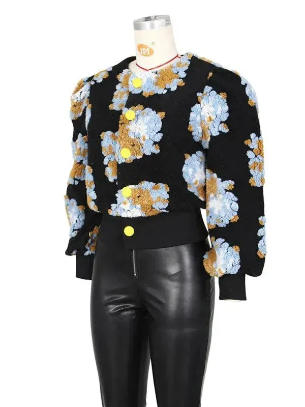 Women Embroidered Flower Short Jacket