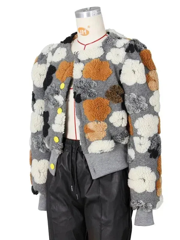Women Embroidered Flower Short Jacket